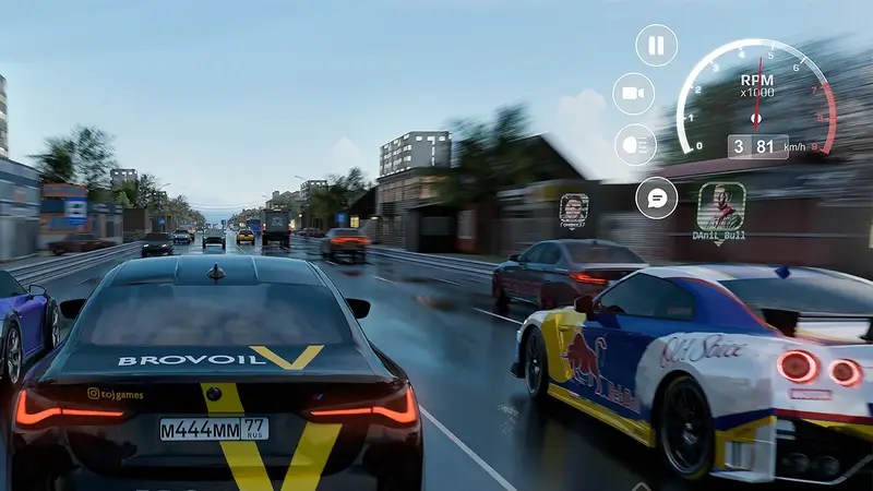 Offline single-player driving on a country road in Traffic Racer Russian